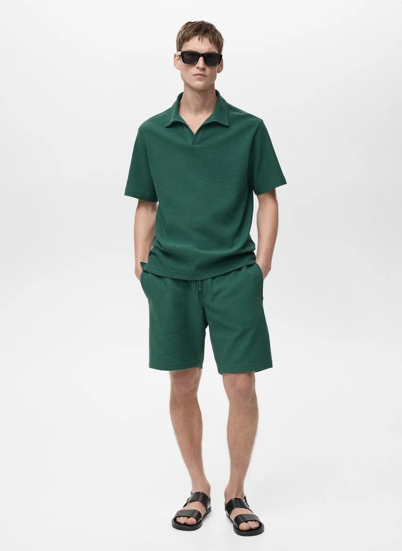 Mango Man  drawstring textured bermuda shorts for Men | Best Price UAE